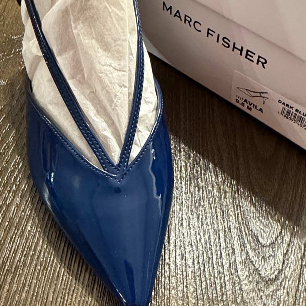 Marc Fisher Navy Slingback Heels - Picture 2 of 4